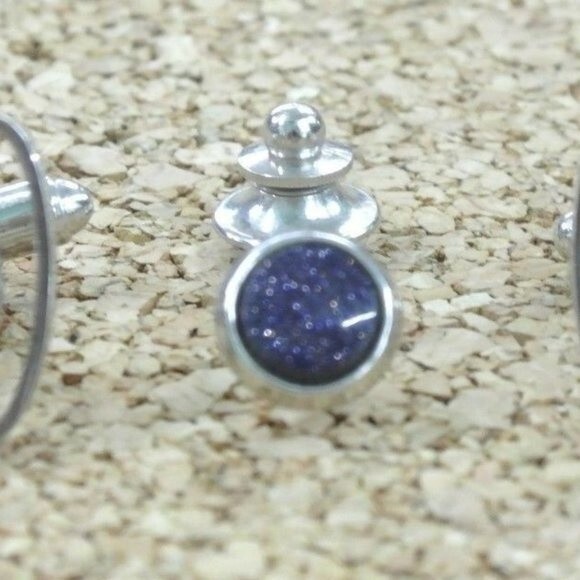 Shields Cufflinks & Tie Tack Purple Druzy 3pc Set - Picture 2 of 4